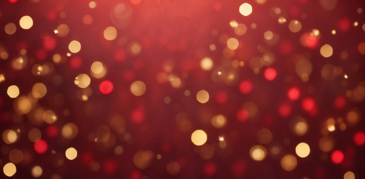 Red and gold bokeh lights with red background