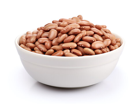 Alavese pinto beans in a bowl isolated on a white background.