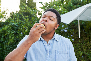 People eating dim sum on patio