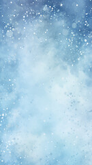 Obraz premium high, narrow, simple background watercolor drawing abstract blue light winter background blurred snowfall nature theme