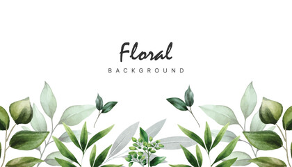 Presentation Background with tropical watercolor leaf plant on white background vector design. With copy space area.	
