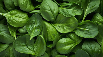 Fototapeta na wymiar Top view full frame of whole ripe spinach placed together as background.