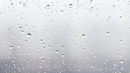 raindrops on glass, abstract gray background, autumn weather, condensation drops on transparent surface for overlay layer