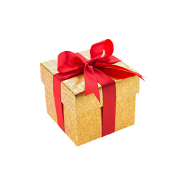 Christmas gift box with red tie transparent background.