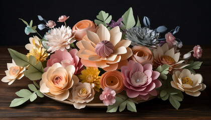 Nature beauty in a bouquet of multi colored fresh flowers generated by AI