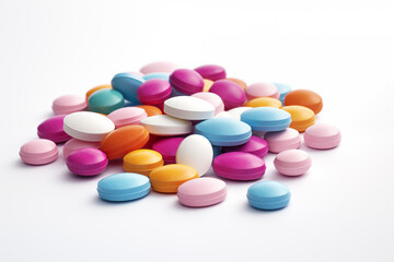 Obraz na płótnie Canvas pile of colored antibiotics isolated on white background