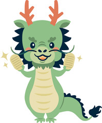 小判を持つ辰のキャラクターイラスト