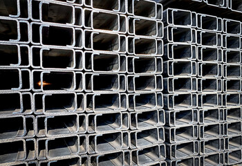 C-shaped steel Used for construction of houses and offices. Steel products prepared for delivery to customers