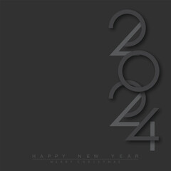 Happy new year 2024 design with unique numbers. Premium vector design for poster, banner, greeting and new year 2024 celebration. Vector
