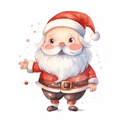 Cute watercolor illustration of Santa Claus