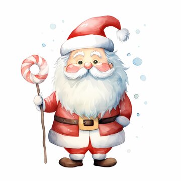 Cute watercolor illustration of Santa Claus