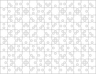 Jigsaw puzzle blank template or cutting guidelines with pieces of various shapes randomly scattered. Transparent 130 pieces are easy to separate (every piece is a single shape) for vector mode.
 - obrazy, fototapety, plakaty