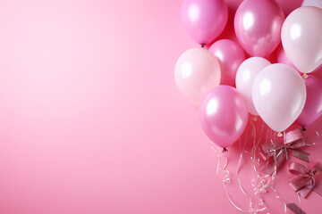 pink balloons with ribbon