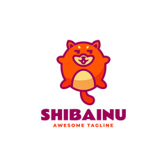 Vector Logo Illustration Shiba Inu Mascot Cartoon Style.