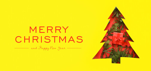 Creative greeting banner for Christmas and New Year