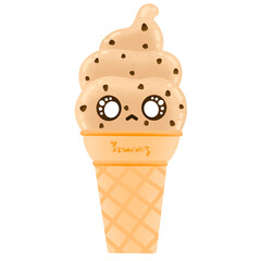 Cute Cookie Chocolate Chip Ice Cream Mascot Character Kawaii Cartoon illustration Ice Cream Cone Sticker Cute Ice Cream