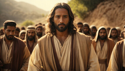 Jesus followed by the crowd