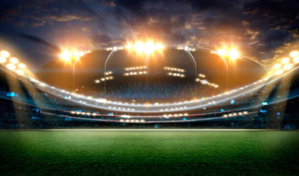 lights at night and stadium 3d render	