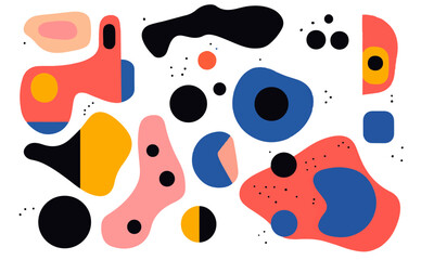 slick shiny abstract shapes, vivid colours, white background