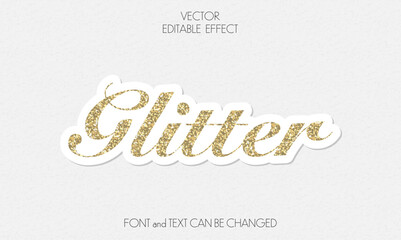 VECTOR editable text effect.  GOLD GLITTER sticker - obrazy, fototapety, plakaty