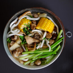 veg rice noodle soup from vegetable