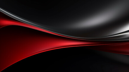 abstract red and black line wave and black background banner Abstract iridescent background waves on dark background. 