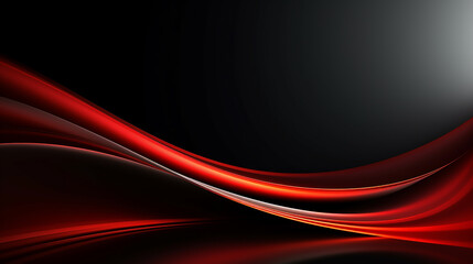 abstract red and black line wave and black background banner Abstract iridescent background waves on dark background. 