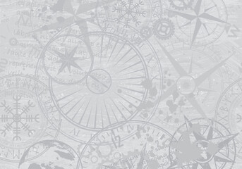 Grunge grey abstract compass background