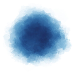 Blue watercolor paint round shape with liquid fluid isolated on transparent background for design elements.