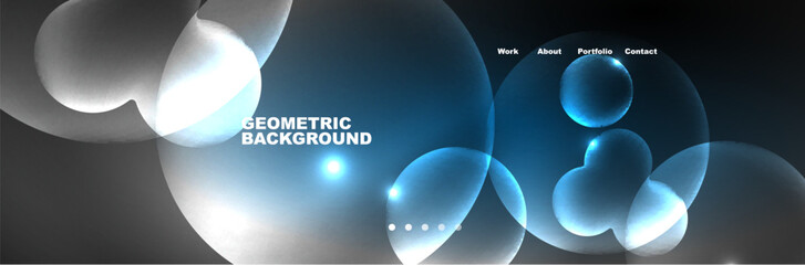 Shiny neon circles and bubbles, dark abstract background with blurred magic neon light, wallpaper design