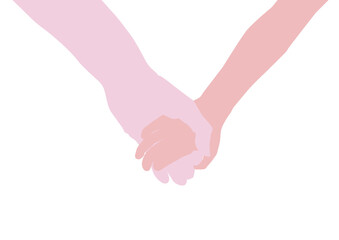 親子がつないだ手のシルエットイラスト