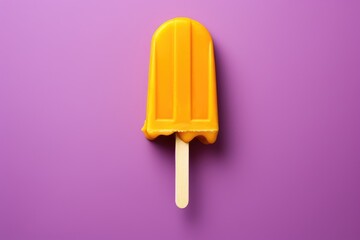 Yellow and purple popsicle sticks on background, top view