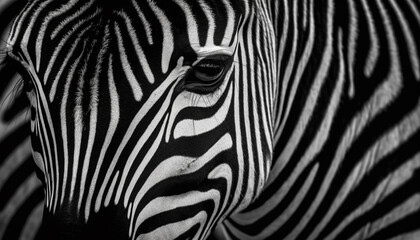 Fototapeta na wymiar Zebra beauty in nature monochrome elegance of striped animal markings generated by AI