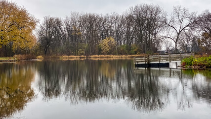 Fototapeta na wymiar Pond Reflections in the City Park