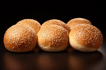 Fototapeta premium Hamburger Buns isolated on black background
