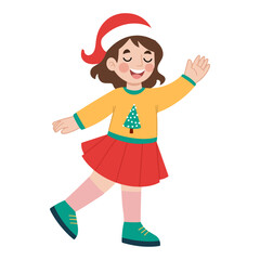 Christmas Day Child Flat Design Vector