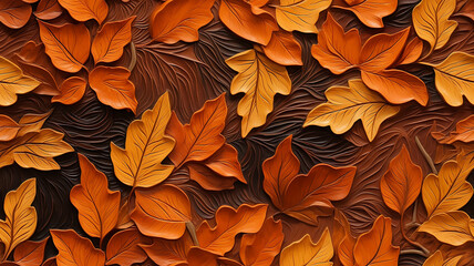 Fototapeta premium yellow autumn leaves abstract background plastic sculpture digital 3d graphics