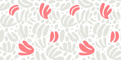 Abstract nature art leaf collage shape seamless pattern. Trendy contemporary cutout background illustration. Natural organic plant leaves artwork wallpaper print. Vintage botanical summer texture.	
