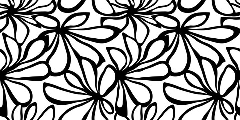 Abstract flower art shape seamless pattern. Trendy contemporary floral cutout background illustration. Natural organic plant leaves artwork wallpaper print. Vintage botanical spring texture.	