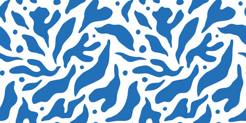 Abstract nature art leaf collage shape seamless pattern. Trendy contemporary cutout background illustration. Natural organic plant leaves artwork wallpaper print. Vintage botanical summer texture.	
