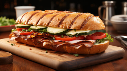 sandwich with salami HD 8K wallpaper Stock Photographic Image 