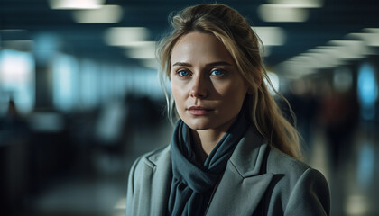 Obraz premium Young adult woman with confidence and elegance, looking at camera generated by AI