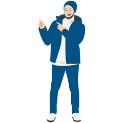 Man Wearing Thick Jacket in Winter Illustartion