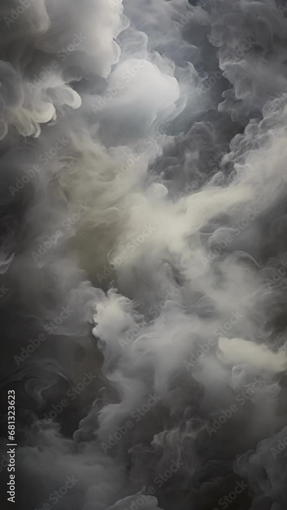 Poster a swirling mass of gray fog coils and billows, taking on a soft and ethereal quality as it moves thr