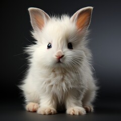 Fototapeta na wymiar Photo of a fluffy white bunny with floppy ears. Generative AI