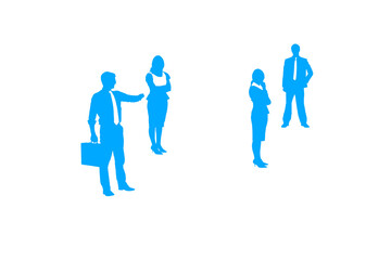 Digital png illustration of four blue businesspeople on transparent background