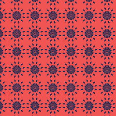 Digital png illustration of rows of blue flowers on red and transparent background