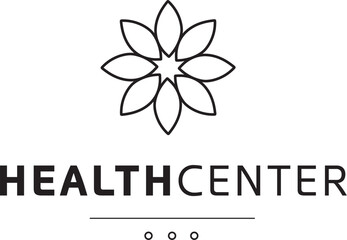 Digital png illustration of health center text with flower on transparent background