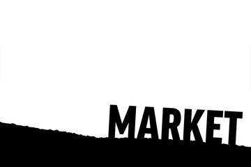 Digital png illustration of market text on black ground on transparent background
