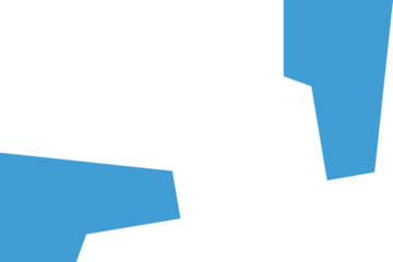 Digital png illustration of two blue angular shapes with copy space on transparent background